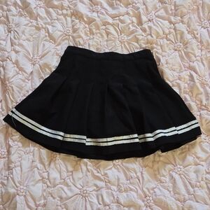 Black Pleated Skirt with White Ribbons